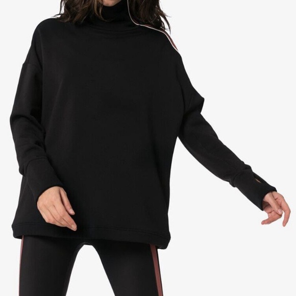 Sweaty Betty Freedom Thermal Running Black Pullover Orange Zipper Gray Trim M - Picture 1 of 9